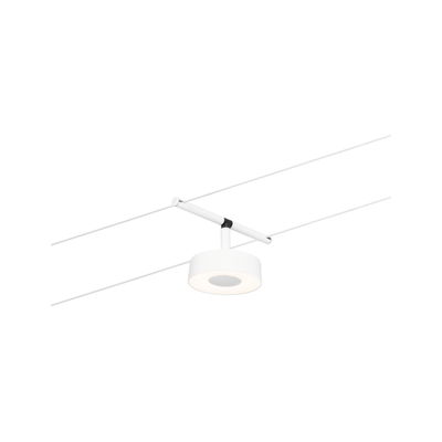 Moderner weißer LED-Seilstrahler aus Metall mit rundem Leuchtkopf für flexible Beleuchtung