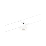 Modern white metal LED cable spotlight with round light head for flexible lighting solutions