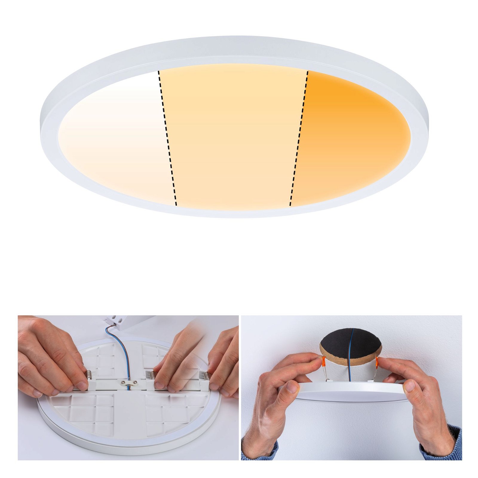 VariFit LED Recessed panel Dim to Warm Areo IP44 round 230mm 16W 1400lm 3 Step Dim to warm Matt white dimmable