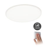 Round white LED ceiling light with 3-step dimming and hand pressing wall switch for light control