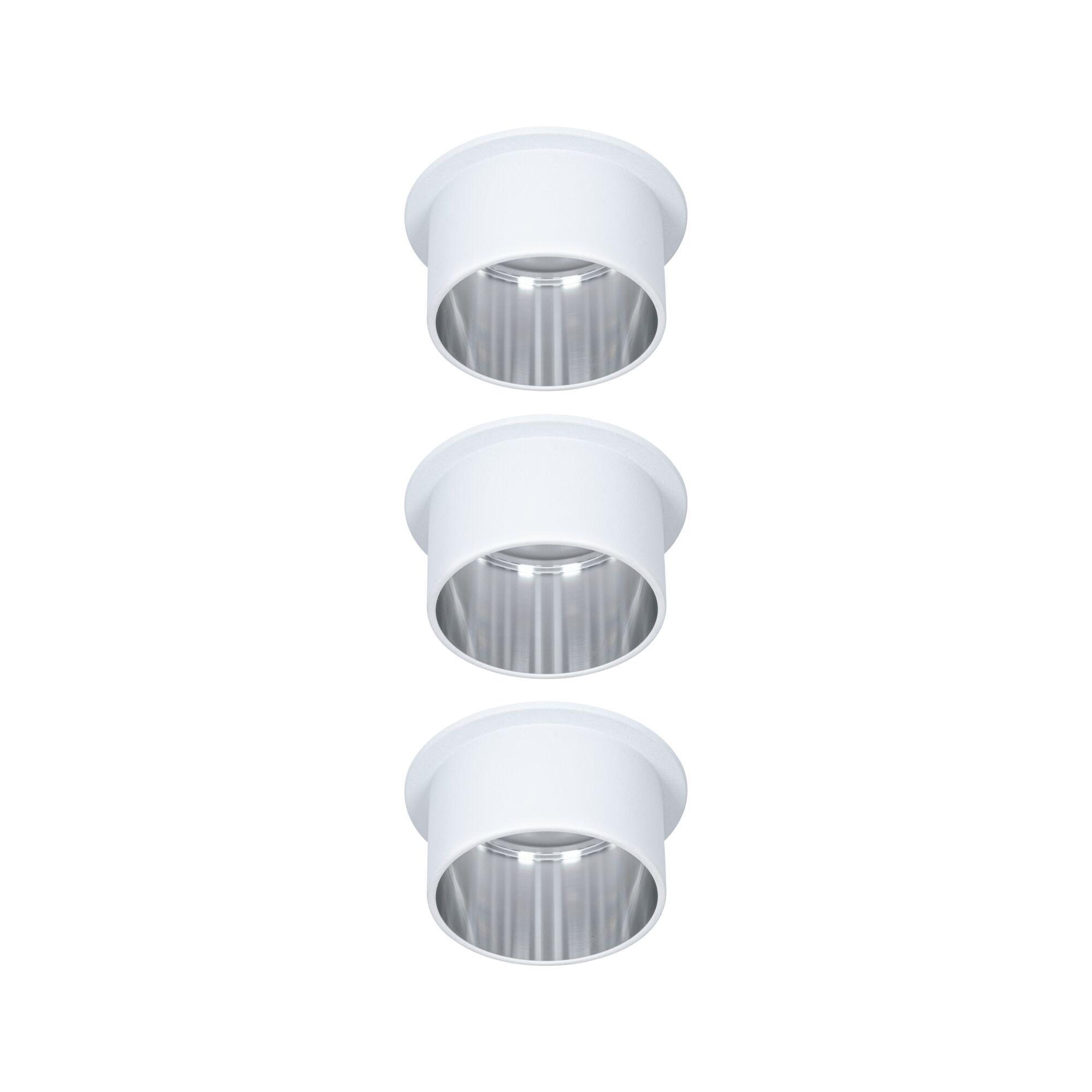 Weißer Einbaustrahler aus Metall mit silbernem Reflektor für moderne LED-Beleuchtung