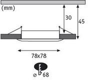 Dessin technique d'un spot encastré LED rond de 78 mm de diamètre et 45 mm de hauteur
