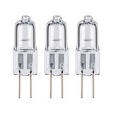 Trois ampoules halogènes transparentes avec deux broches métalliques, pour éclairage et remplacement