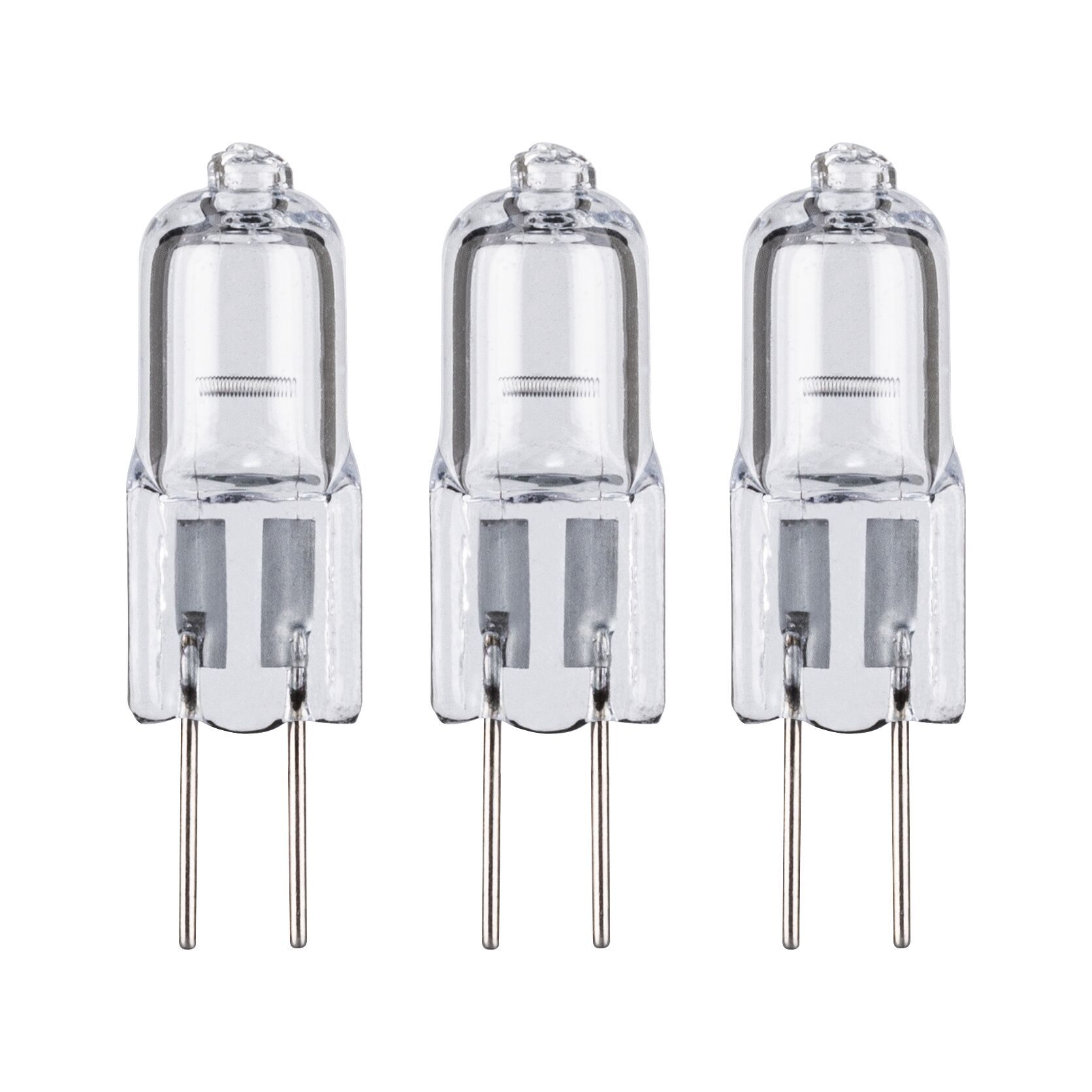 Zestaw Podstawa halogenowa piekarnik G4 G4 12V 3x100lm 3x10W 2700K ściemnialny Przezroczysty Three clear halogen bulbs with two metal pins, suitable for lighting and replacement bulbs