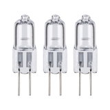 Three clear halogen bulbs with two metal pins, suitable for lighting and replacement bulbs
