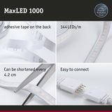 MaxLED 1000 LED strip with adhesive tape, 144 LEDs per meter, cuttable every 4.2 cm, easy to connect
