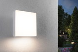 Applique murale extérieure carrée blanche en plastique avec lumière blanc chaud pour jardin et terrasse