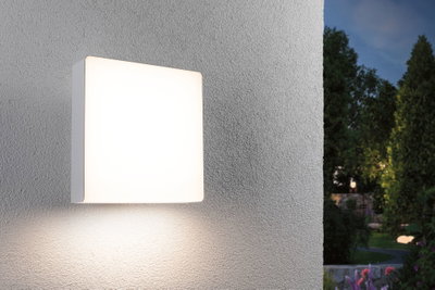 Applique murale extérieure carrée blanche en plastique avec lumière blanc chaud pour jardin et terrasse