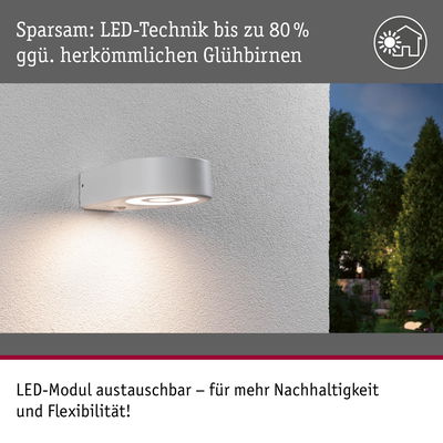 Moderner grauer LED-Außenwandleuchter mit austauschbarem Modul für energiesparende Gartenbeleuchtung