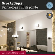 Applique murale LED Gove blanc chaud avec cadre métal noir pour éclairage salle de bain moderne