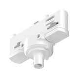 White plastic housing with cylindrical connector for electric track lighting system
