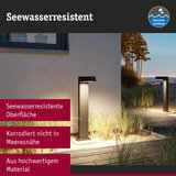 Seewasserresistente Außenleuchte aus hochwertigem Material mit schwarzem Gehäuse und warmweißem Licht