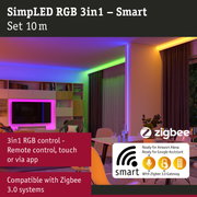 SimpLED RGB 3in1 LED strip lighting in multicolour with Zigbee 3.0 smart home control