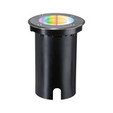 Zwarte LED inbouwvloerspot met RGB-kleurwissel en roestvrijstalen frame voor buitenverlichting
