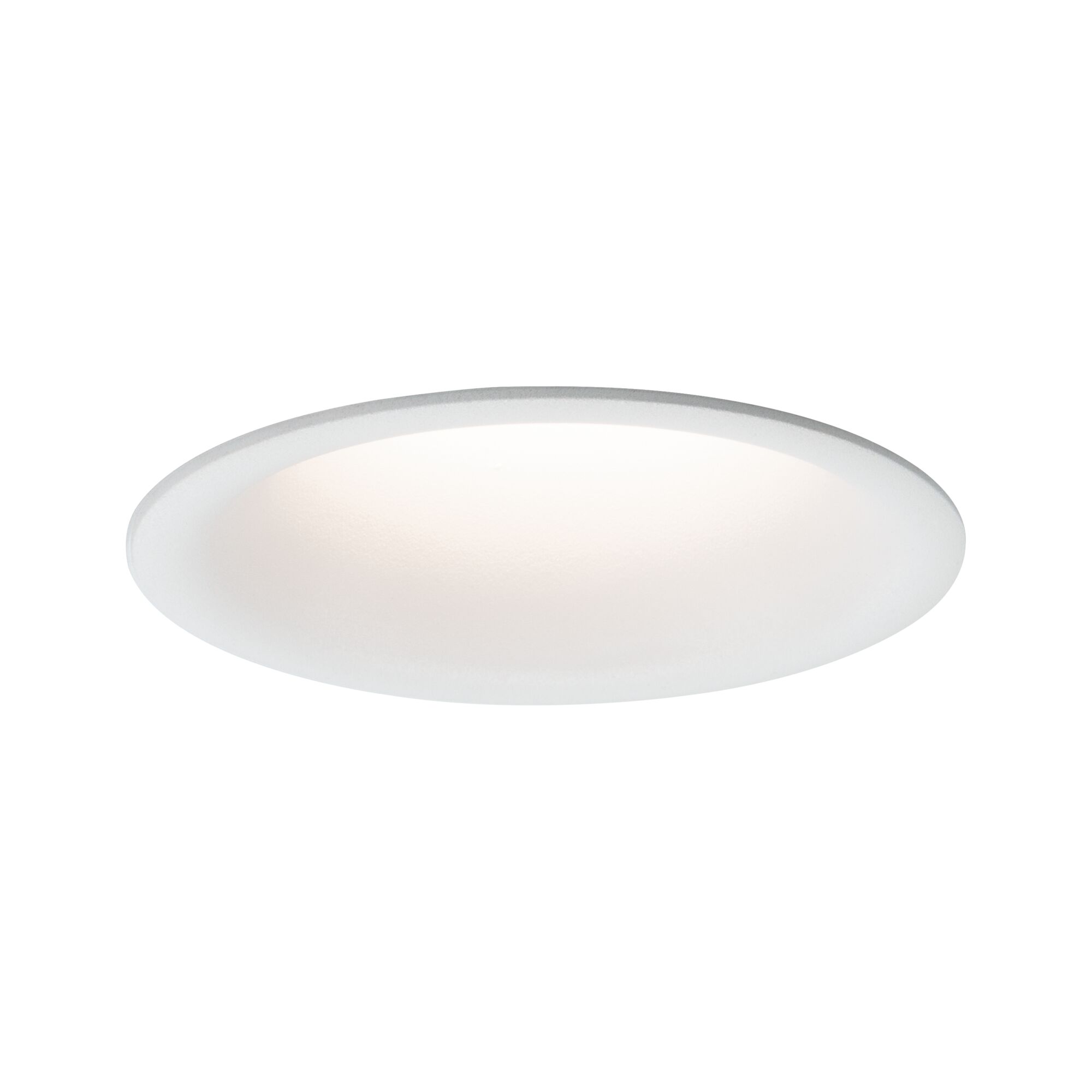 Round white LED recessed panel with warm white light for energy-efficient ceiling lighting