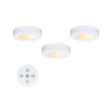 Trois plafonniers LED blancs avec lumière blanc chaud et télécommande ronde pour éclairage dimmable