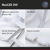 MaxLED 250 LED strip with protective cover, 30 LEDs per meter, adhesive tape, cuttable every 16.7 cm