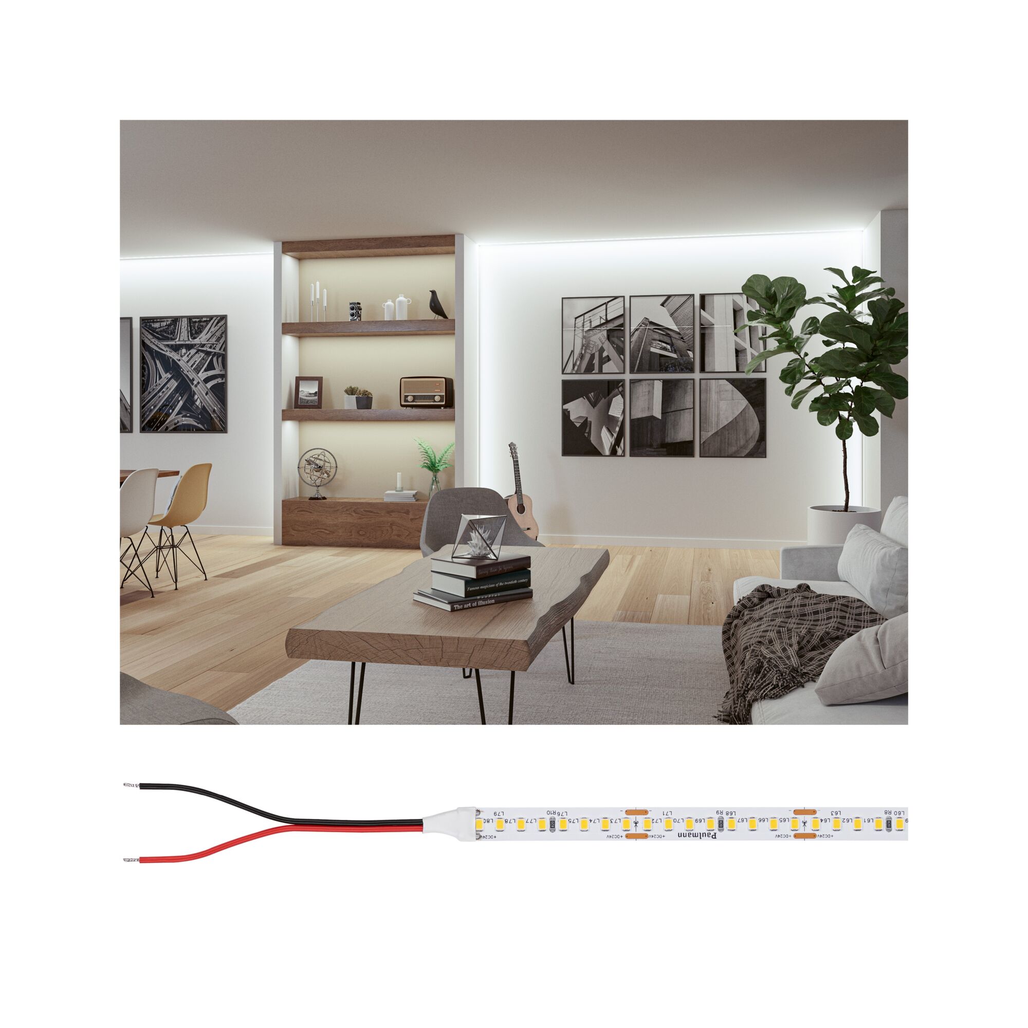 Pro Strip LED Strip Silver P150 840 5m 50W 1530lm/m 160 LEDs/m 4000K LED strip light with white LEDs and wires, energy-efficient lighting solution for interiors