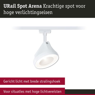 Witte URail Spot Arena LED-spot met brede stralingshoek voor hoge lichtvereisten