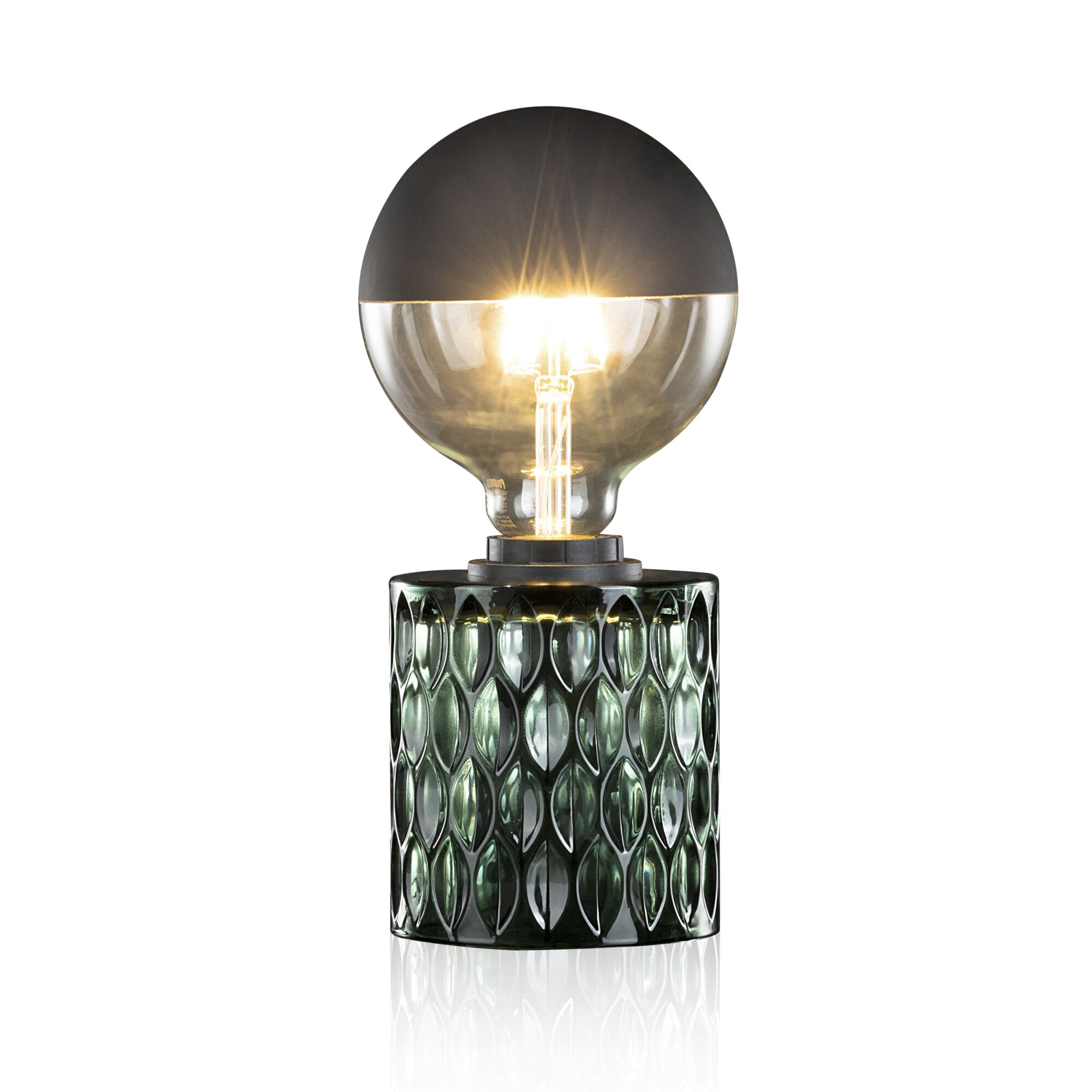 Paulmann Pauleen Tischleuchte Crystal Magic E27 max. 20W Grün Tischleuchte mit grünem Glasfuß und halbdunkler Glühbirne für dekorative LED-Beleuchtung