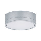 Ronde plafondlamp van zilverkleurig metaal met witte diffuser voor moderne binnenverlichting