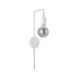 Applique murale moderne blanche en métal avec ampoule visible et câble textile pour intérieur