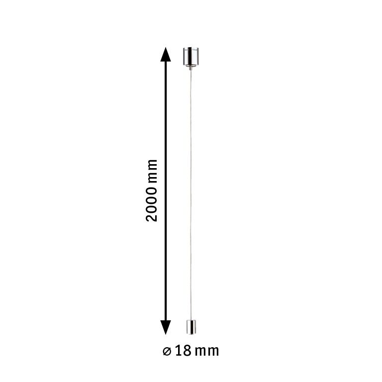Long thin steel cable 2000 mm length and 18 mm diameter for lighting systems