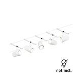 Weißer moderner LED-Seilsystem-Strahler mit fünf verstellbaren Leuchten ohne Leuchtmittel