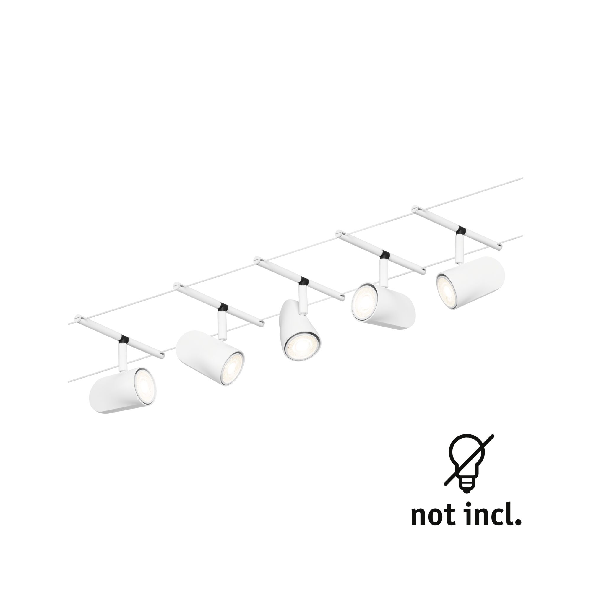 Weißer LED-Seilsystem-Strahler mit verstellbarem Kopf für moderne Raumbeleuchtung ohne Leuchtmittel