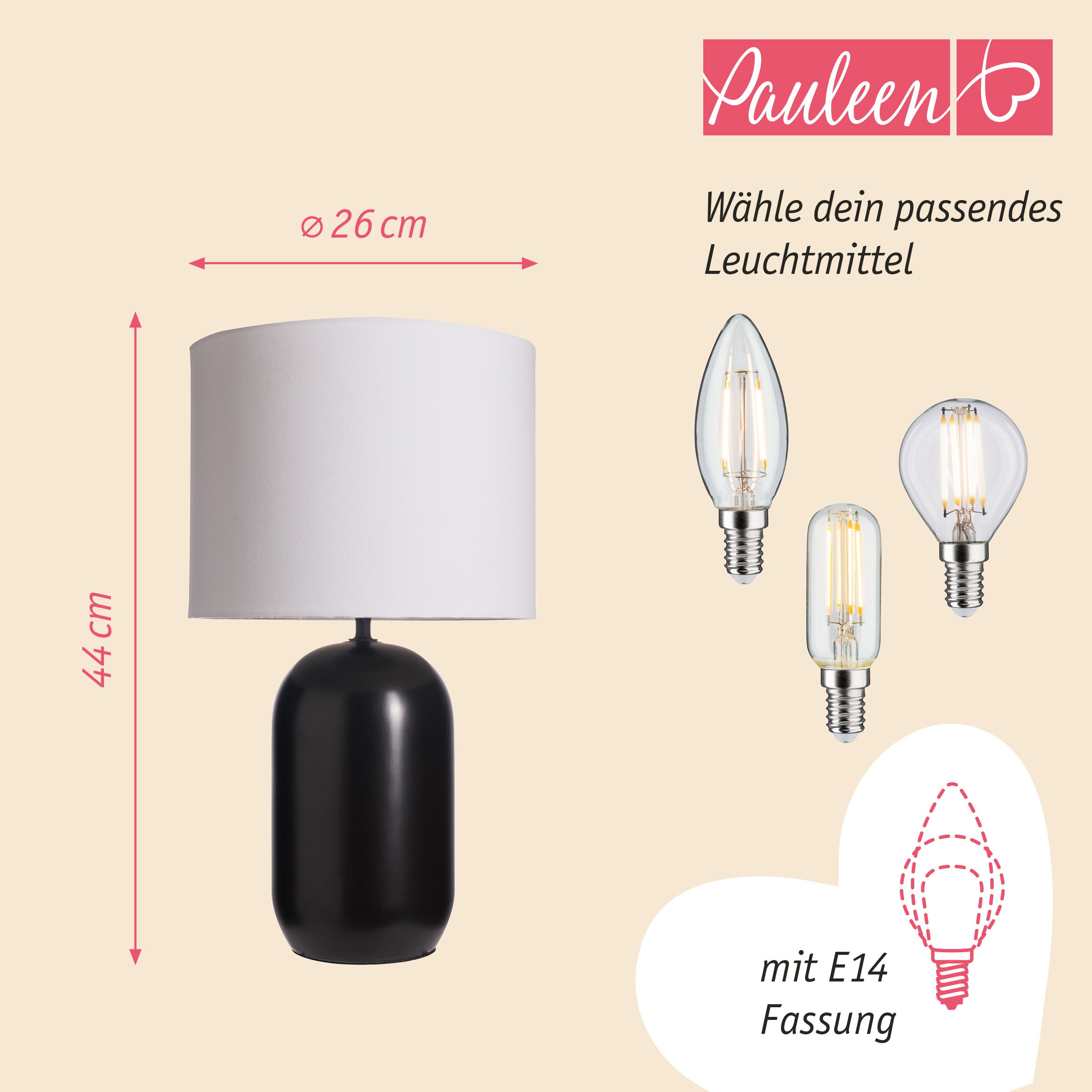 Paulmann Pauleen Tischleuchte Mystic Shine E14 max. 20W Weiß/Schwarz