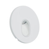 Round white LED recessed wall light made of plastic with oval light outlet for indoor lighting