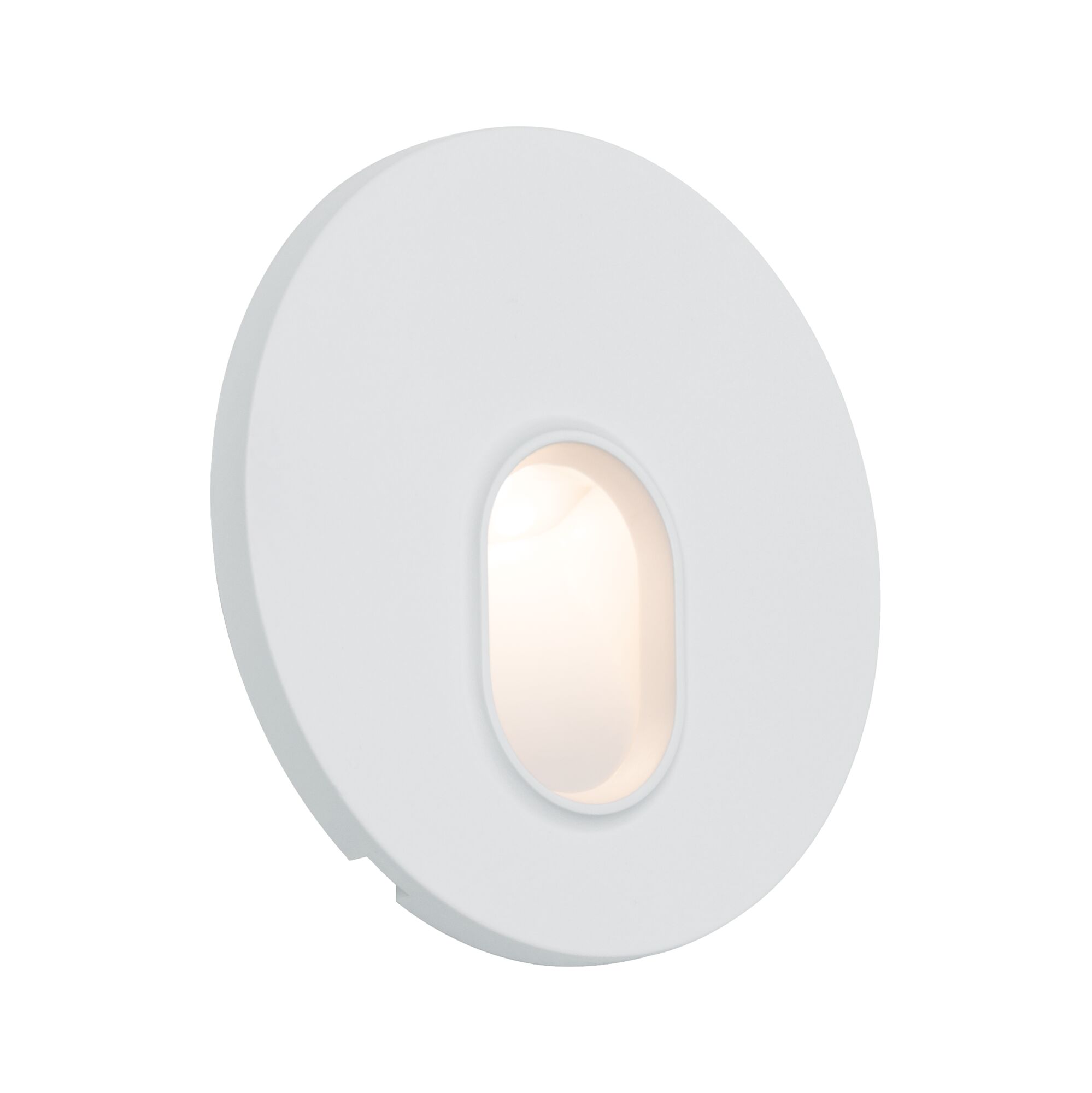 LED-wandinbouwlamp Wall rond 78mm 1,1W 65lm 230V 2700K Wit Ronde witte LED-wandlamp van kunststof met ovale lichtopening voor moderne binnenverlichting