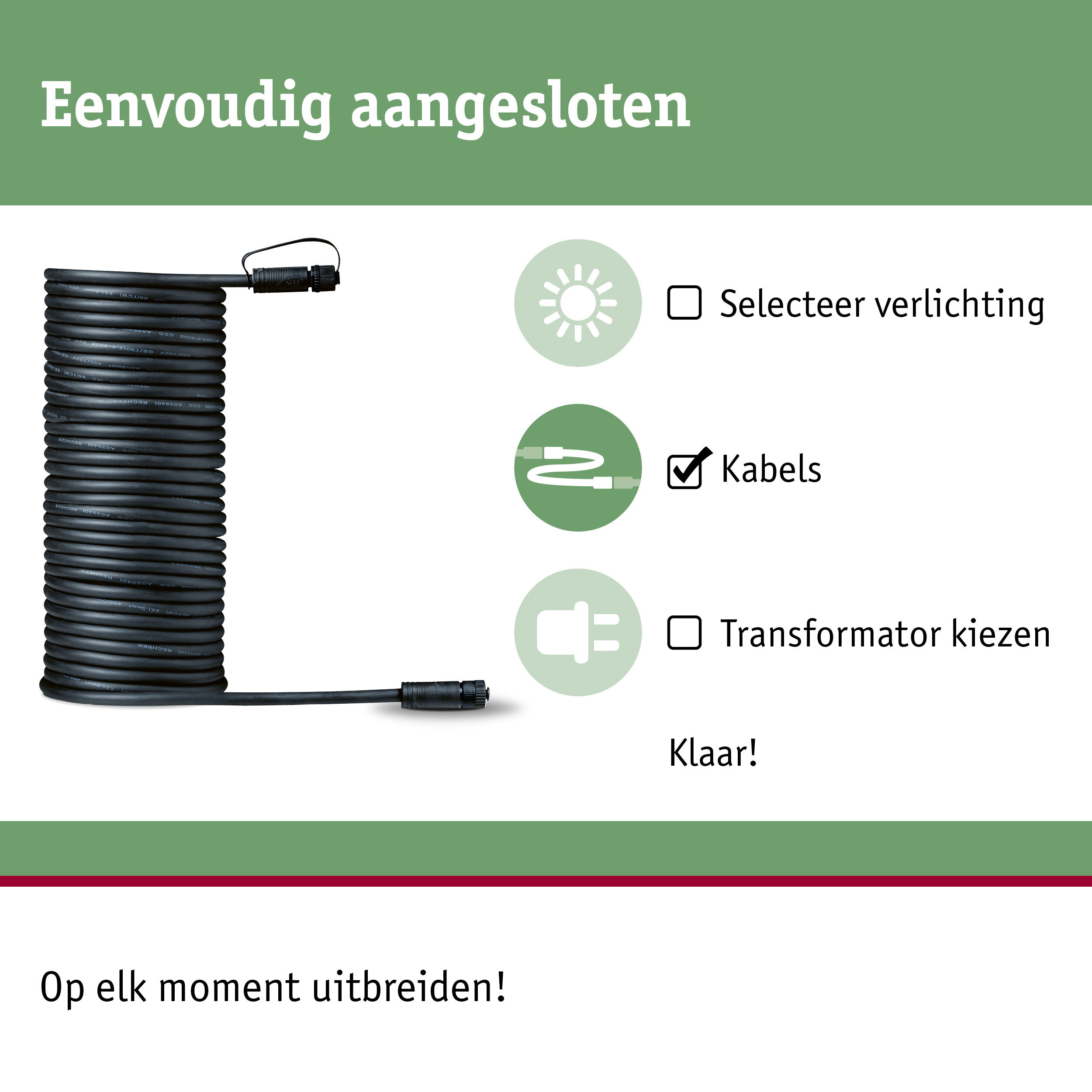 Zwart verlengkabel met connector voor flexibele verlichtingsoplossingen