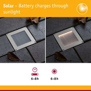 Solar LED Recessed floor light Sorea Twilight switch IP67 angular 100x100mm 3000K 0,1W 6lm 3,7V Brushed iron ABS/Polycarbonate/Stainless steel