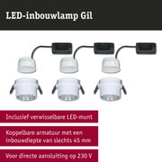 Witte LED-inbouwlamp Gil met zwarte kabel, energiezuinige LED-verlichting
