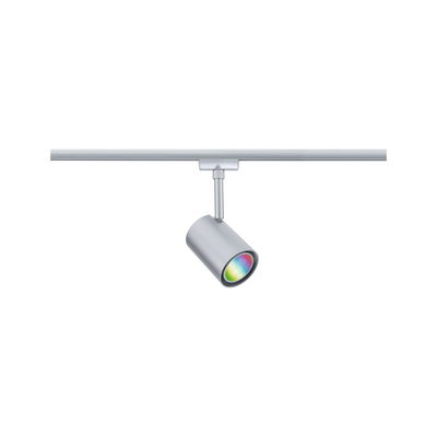 Moderne zilveren metalen LED-railschijnwerper met RGB-kleurwissel voor veelzijdige verlichting