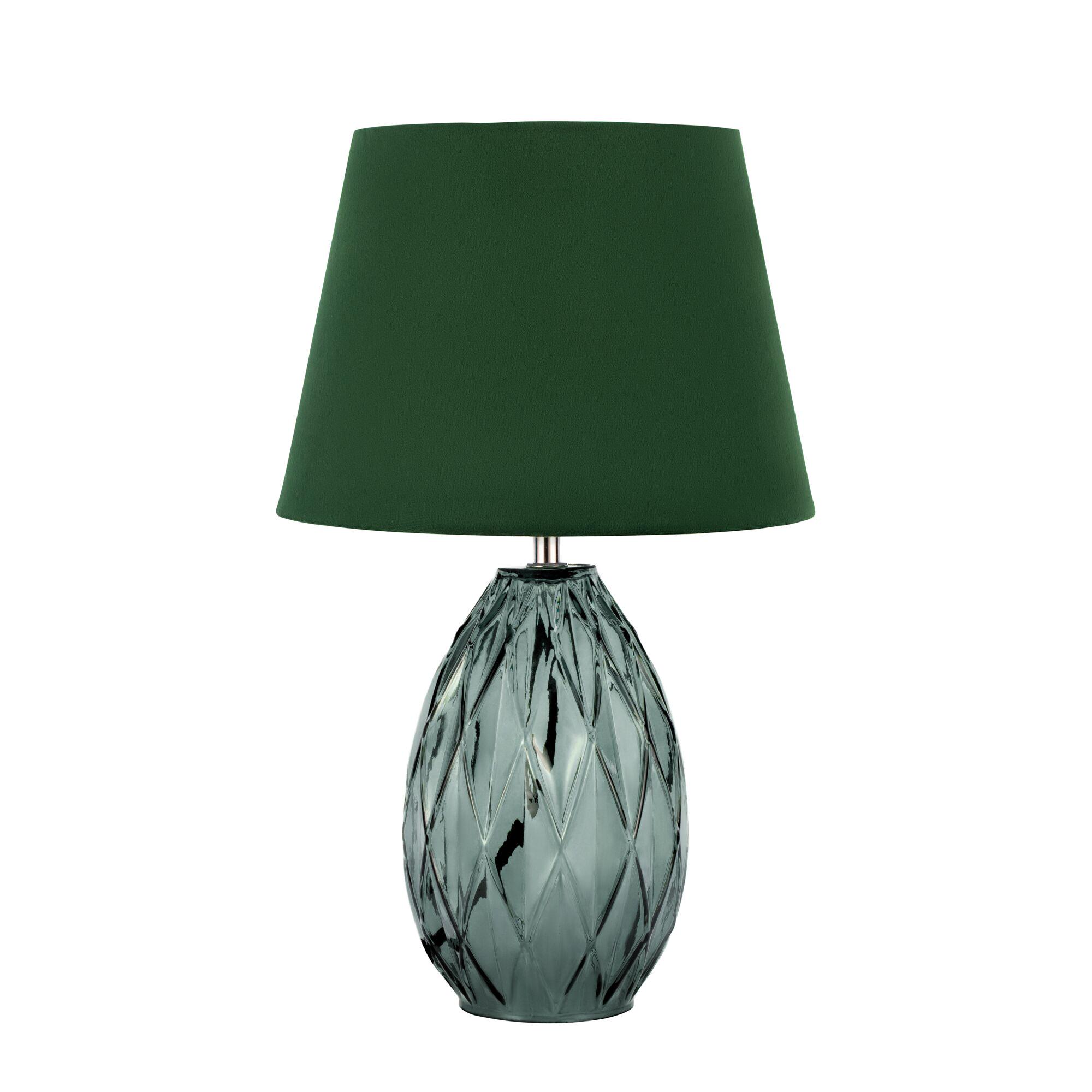 Pauleen Table lamp Crystal Velvet E14 max. 20W Green Green table lamp with textured glass base and green fabric shade for home lighting decor