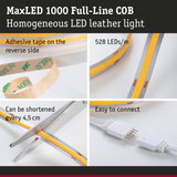 MaxLED 1000 Full-Line COB LED strip with adhesive tape, 528 LEDs per meter, cuttable and easy to connect