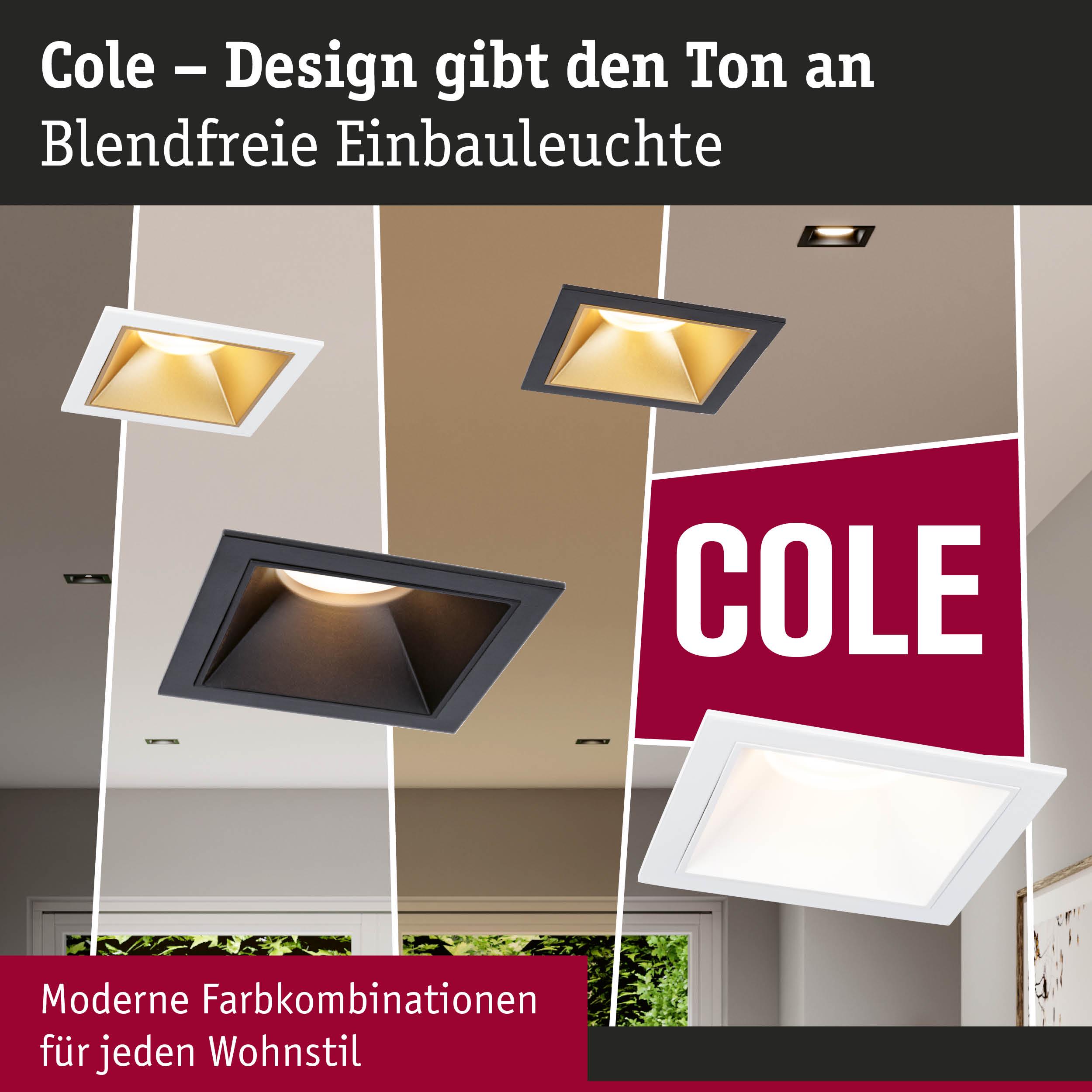 Blendfreie Einbauleuchte Cole in Schwarz und Weiß mit moderner Farbgestaltung für Wohnräume