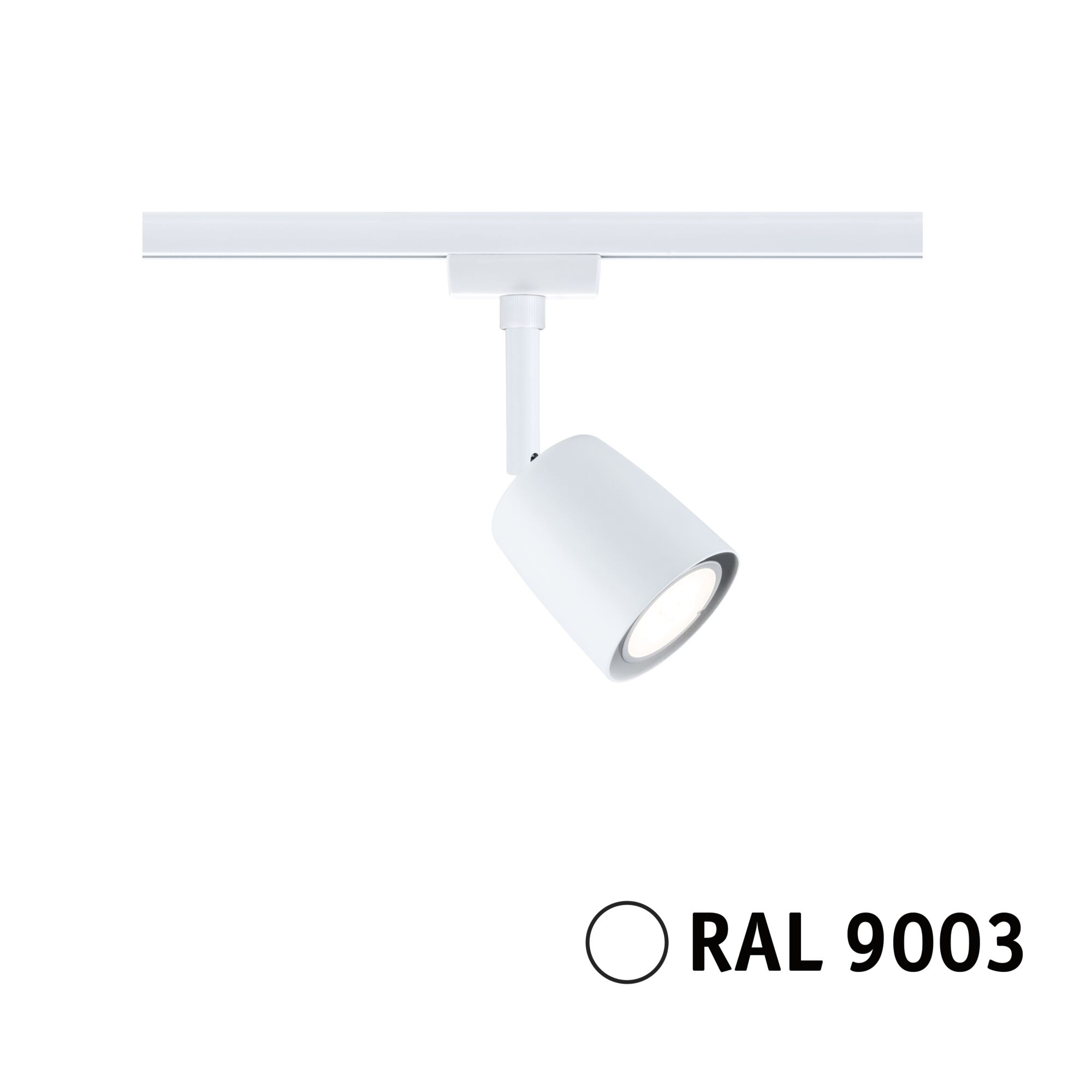 URail Schienenspot Cover Einzelspot GU10 max. 10W dimmbar 230V Signalweiß Weißer LED-Strahler aus Metall mit schwenkbarem Kopf für Schienensystembeleuchtung
