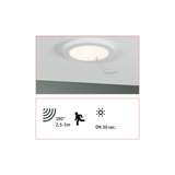 Round white LED ceiling light with built-in motion sensor and 30 seconds on-time
