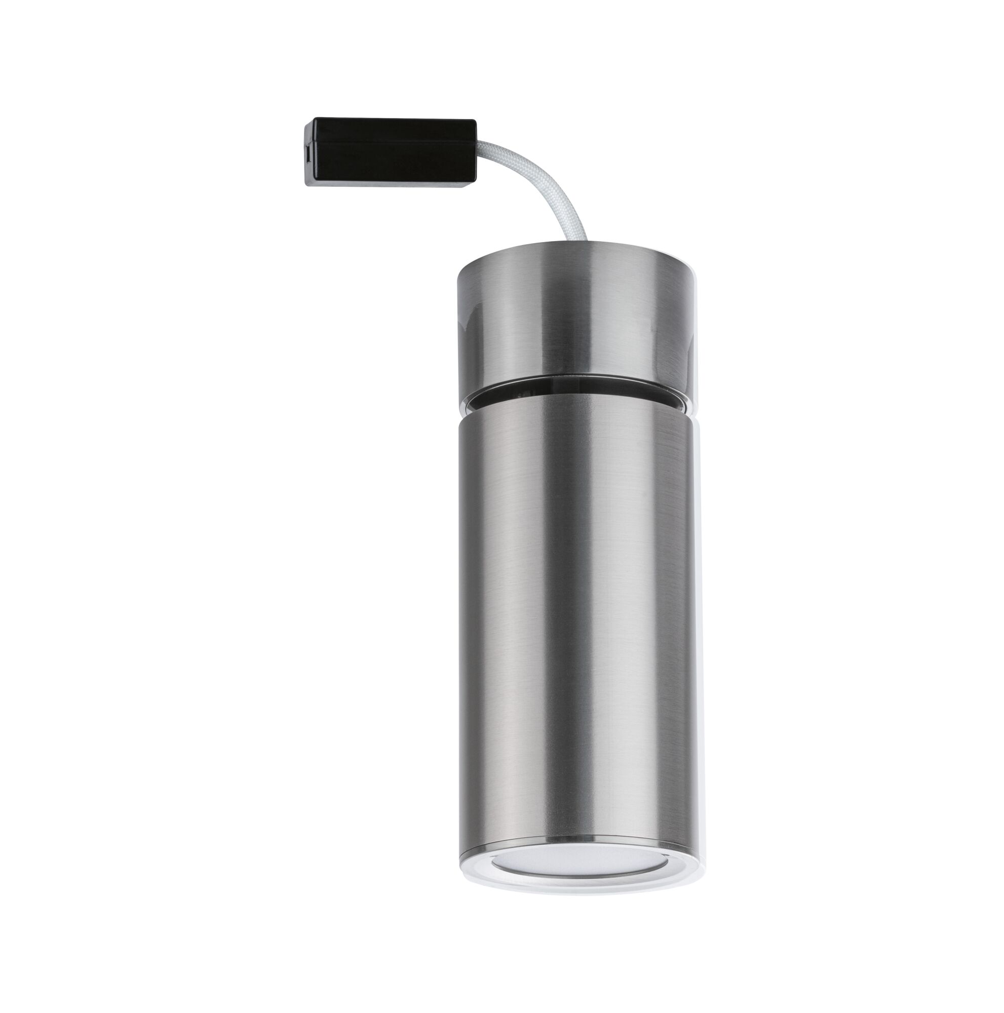 Modern LED ceiling spotlight in brushed stainless steel silver for accent lighting