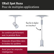Spot URail Runa en métal argenté avec hauteur réglable pour un éclairage polyvalent