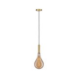 Moderne hanglamp met gouden metaal en warme gloeilamp voor stijlvolle kamerverlichting en interieur