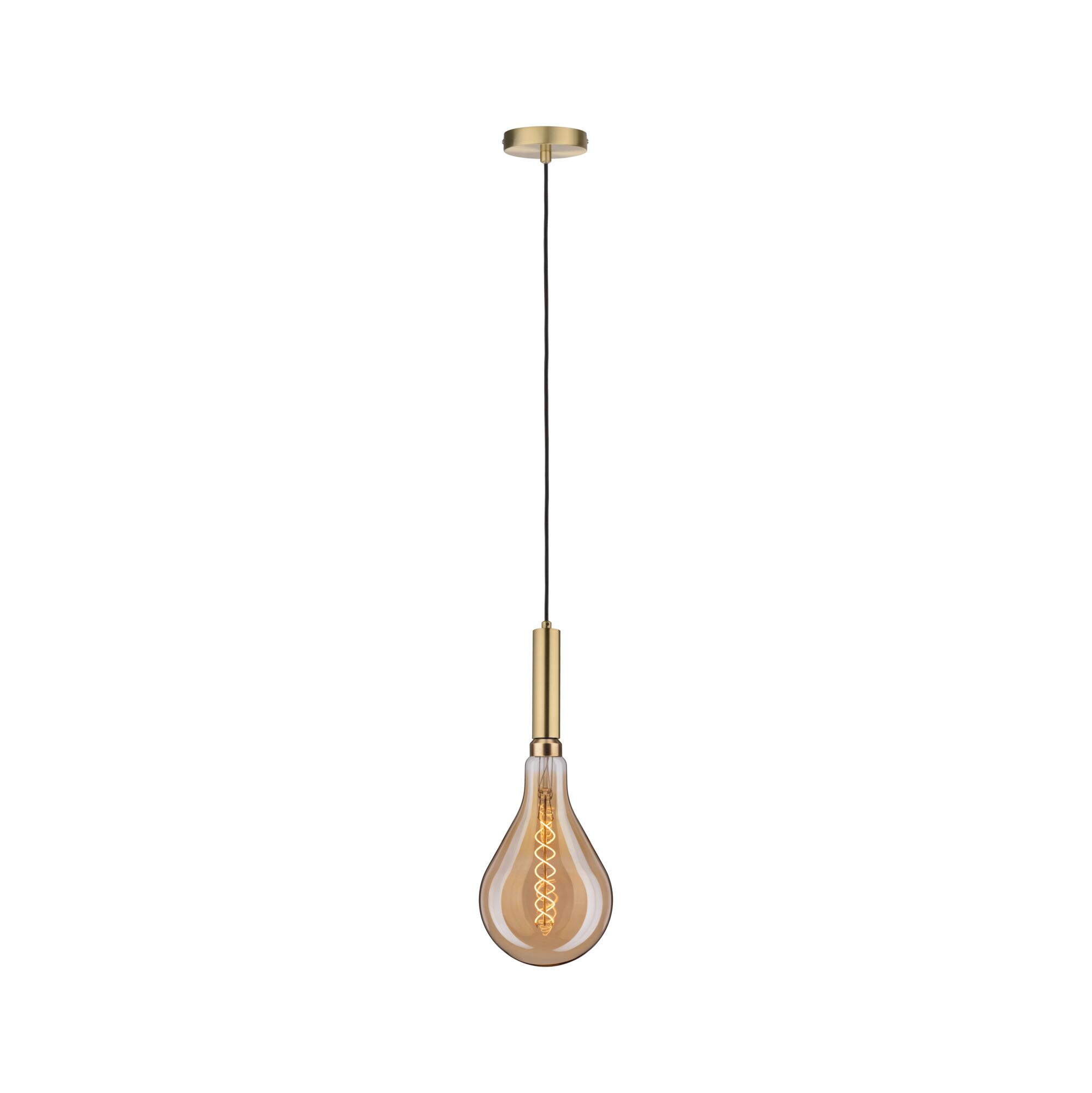 Moderne hanglamp met gouden metaal en warme gloeilamp voor stijlvolle kamerverlichting en interieur