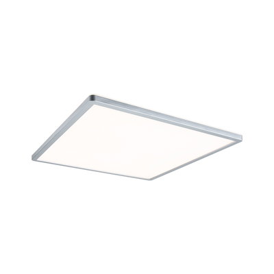 Square LED ceiling light with silver aluminum frame and white diffuser for modern room lighting