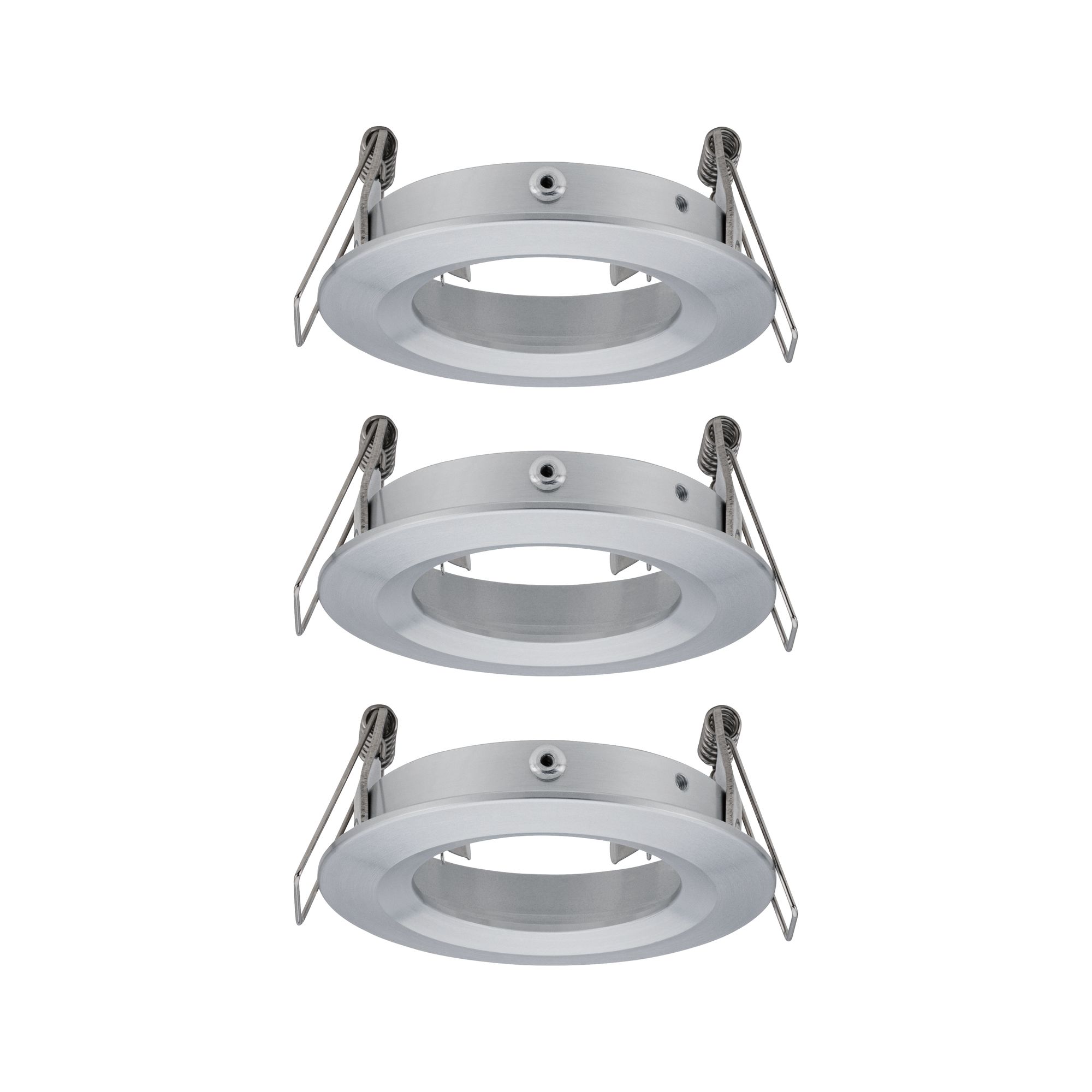 Ronde inbouwframe van geborsteld aluminium in zilver met veerclips voor LED-spotjes