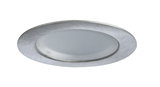 Round LED recessed light with brushed aluminum silver frame for modern lighting solutions