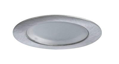 Round LED recessed light with brushed aluminum silver frame for modern lighting solutions