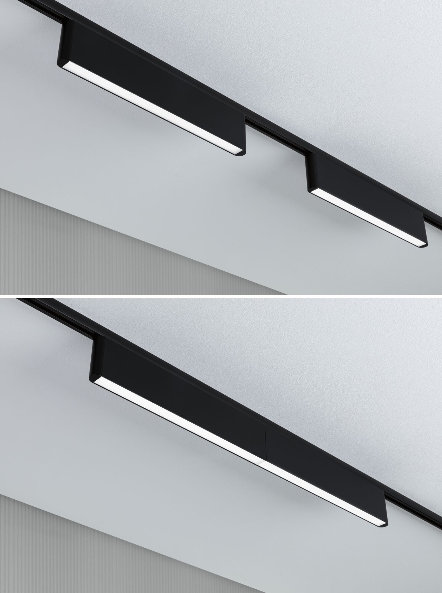 Black metal LED ceiling light with linear design for modern interior lighting